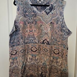 croft & barrow Sleeveless Paisley Tunic in Pink, Blue and Cream
